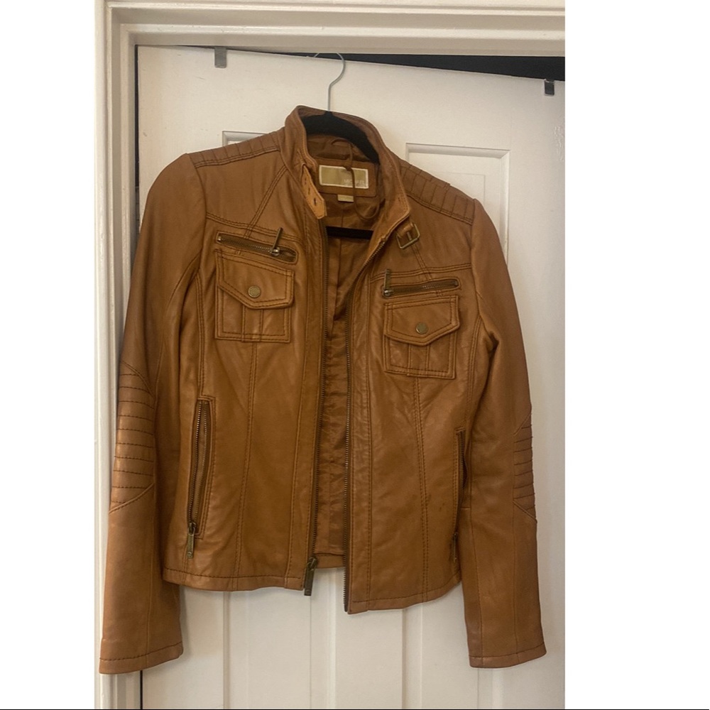 Michael Kors Brown Leather Jacket